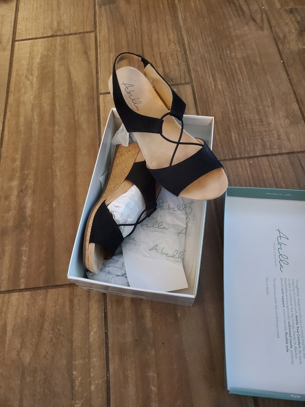 Abella Black Suede Crisscross Wedge Sandals